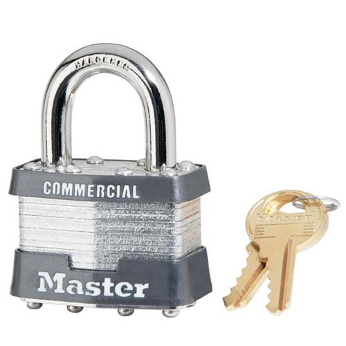 Master Lock 21 W27 KD Laminated Steel Rekeyable Pin Tumbler 1-3/4" Padlock, 15/16" Shackle, 27K Keyway, Keyed Different