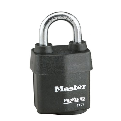 Master Lock 6121KD ProSeries Weather Tough Laminated Steel Rekeyable Pin Tumbler 2-1/8" Padlock with Bump Stop, 1-1/8" Shackle