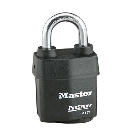 Master Lock 6121KA-N #10G010 ProSeries Weather Tough Laminated Steel Rekeyable Pin Tumbler 2-1/8" Padlock with Bump Stop, 1-1/8" Shackle