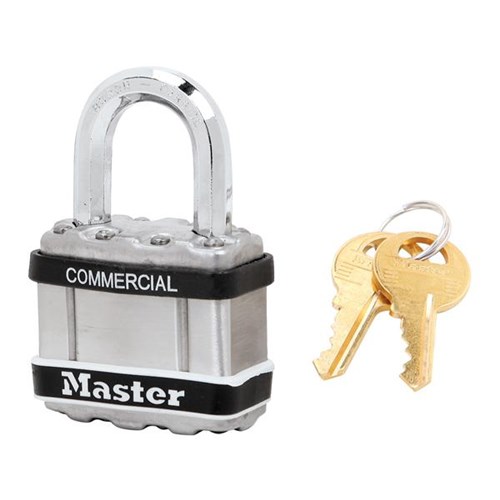 Master Lock M1STS KD Commercial Magnum Laminated Steel 1-3/4" Padlock with Stainless Steel Body Cover, 1" Shackle