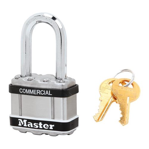 Master Lock M1LFSTS KD Commercial Magnum Laminated Steel 1-3/4" Padlock with Stainless Steel Body Cover, 1-3/4" Shackle