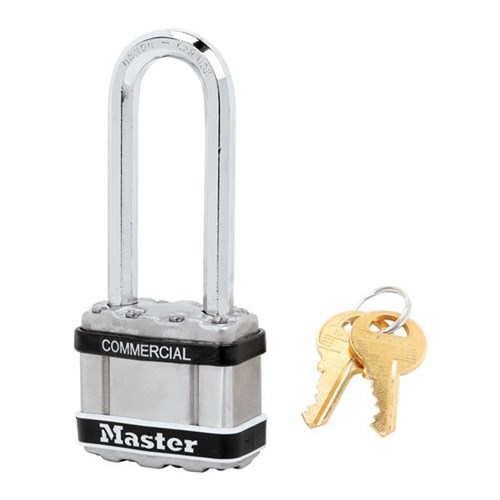 Master Lock M1LJSTS KD Commercial Magnum Laminated Steel 1-3/4" Padlock with Stainless Steel Body Cover, 2-1/2" Shackle