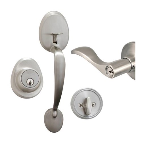 Master Lock HDLWLRH0615KA4 Handleset and Deadbolt, RH Wave Lever, Kwikset Keyway, Satin Nickel