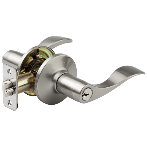 Master Lock WL0115 Carded Grade 3 Entry Wave Lever Lock, KW1 Keyway, Satin Nickel