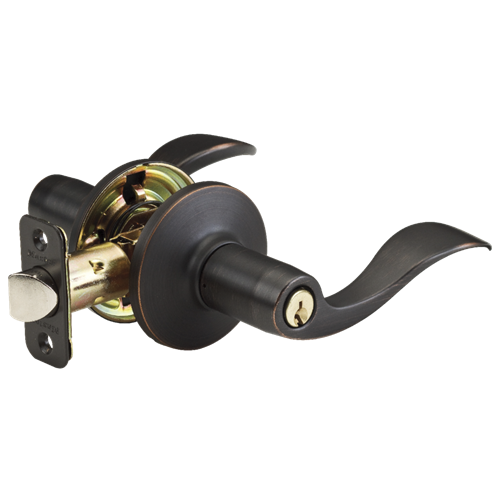 Master Lock WL0112P-D US3 Carded Grade 3 Entry Wave Lever Lock, KW1 Keyway, Aged Bronze