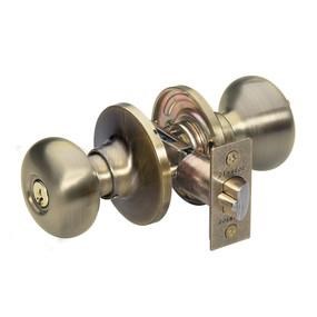 Master Lock BC0105KA4W US5 Grade 3 Entry Biscuit Knob Lock, WR5 Keyway, Antique Brass