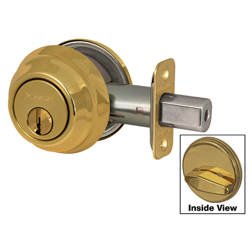 Master Lock DSH0603KA4S Grade 1 Single Cylinder Deadbolt, SC1 Keyway, Bright Brass