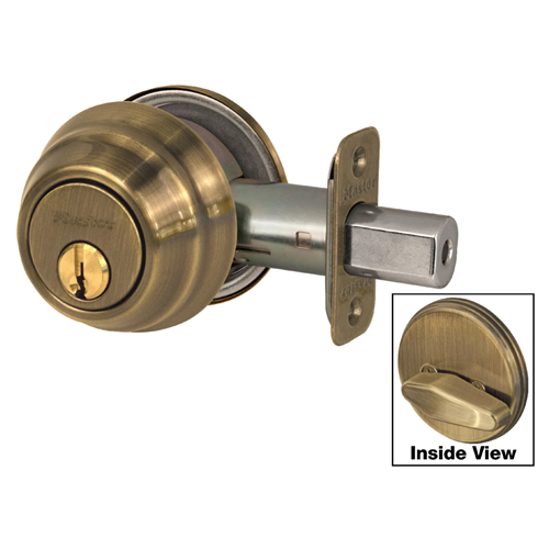 Master Lock DSH0605KA4S Grade 1 Single Cylinder Deadbolt, SC1 Keyway, Antique Brass