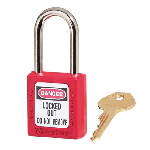 Master Lock 410RED KD Red Zenex Thermoplastic 1-1/2" Safety Lockout Padlock, 1-1/2" Shackle