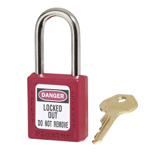 Master Lock 410RED KA Red Zenex Thermoplastic 1-1/2" Safety Lockout Padlock, 1-1/2" Shackle