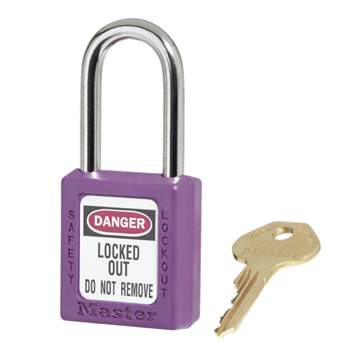 Master Lock 410PRP KD Purple Zenex Thermoplastic 1-1/2" Safety Lockout Padlock, 1-1/2" Shackle