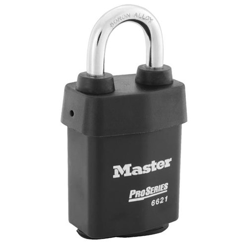 Master Lock 6621 D04 6KZ ProSeries Weather Tough Laminated Steel Rekeyable Key-in-Knob 2-1/8" Padlock, 1-1/8" Shackle, 0-bitted, Schlage C Keyway