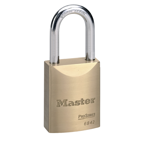 Master Lock 6842 D03 6KZ ProSeries Solid Brass Rekeyable KIK 1-3/4" Padlock, 1-3/16" Shackle, 0-bitted, SC1 Keyway