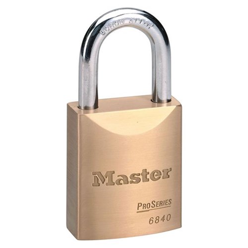 Master Lock 6840KD ProSeries Solid Brass Rekeyable Pin Tumbler 1-3/4" Padlock, 1-3/16" Shackle