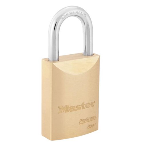 Master Lock 6841WO ProSeries Solid Brass Rekeyable Pin Tumbler 1-3/4" Padlock, 2-7/16" Shackle, Less Cylinder