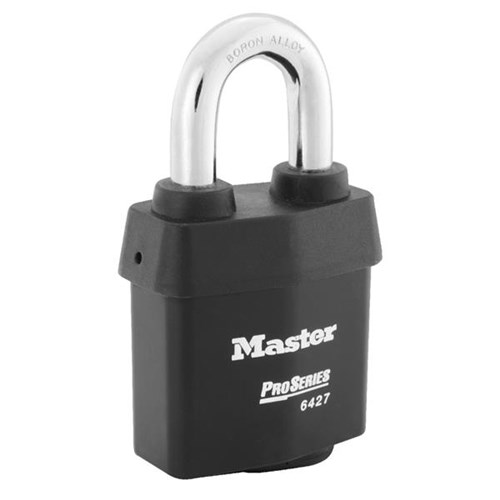 Master Lock 6427WO ProSeries Weather Tough Laminated Steel Rekeyable Key-in-Knob 2-5/8" Padlock, 1-3/8" Shackle, Less Cylinder