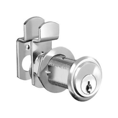 CompX National C8102-26D KD Flush Mounted Cam Lock, Pin Tumbler, 1-1/16" Length, Satin Chrome