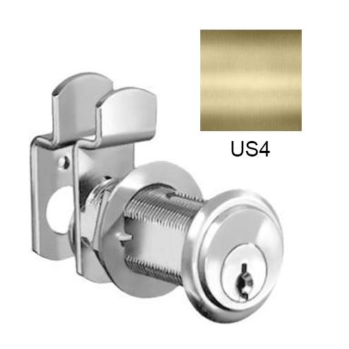 CompX National C8103-915-4 KA Lip Mounted Cam Lock, Pin Tumbler, 1-3/16" Length, Satin Brass