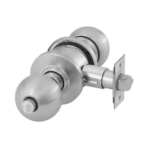 Sargent 24-28-6G05-OB-26D Grade 2 Entry Knob, LA Keyway, 0-bitted, 2-3/4" Backset, ANSI Strike, Satin Chrome