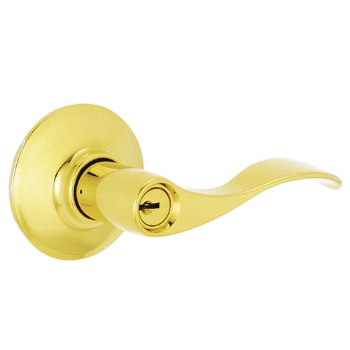 Schlage F51A ACC 605 Grade 2 Accent Entry Reversible Lever Lockset, Bright Brass