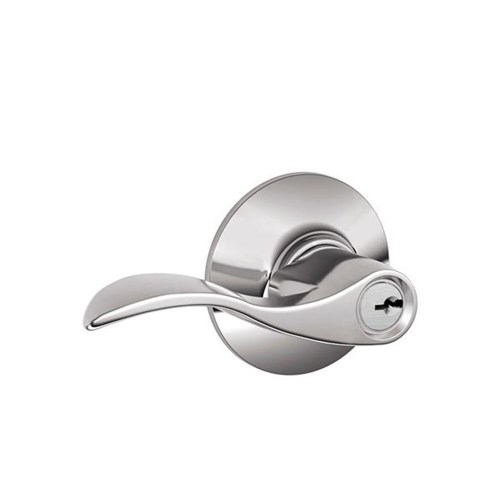 Schlage F51A ACC 625 Grade 2 Accent Entry Reversible Lever Lockset, Dual Option Springlatch, Adjustable Backset, Polished Chrome