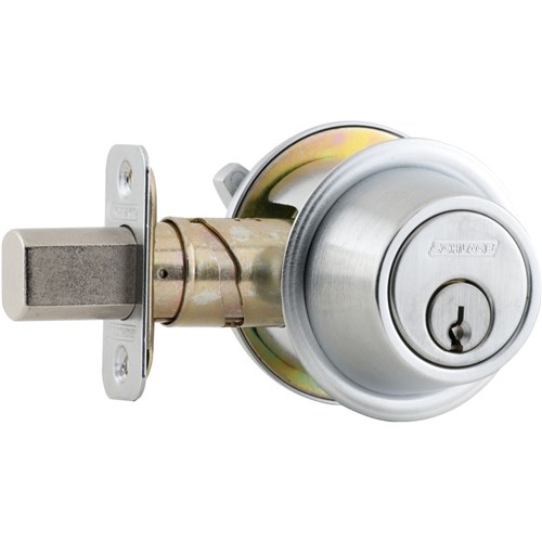 Schlage B560PE 626 Grade 2 Single Cylinder Deadbolt, E Keyway, Satin Chrome