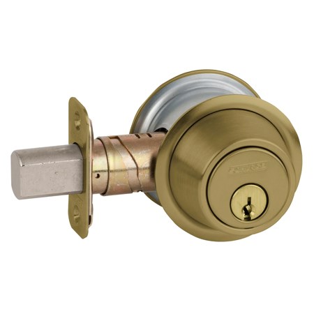 Schlage B560PE 609 Grade 2 Single Cylinder Deadbolt, E Keyway, Antique Brass