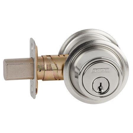 Schlage B560P 625 Grade 2 Single Cylinder Deadbolt, C Keyway, Polished Chrome