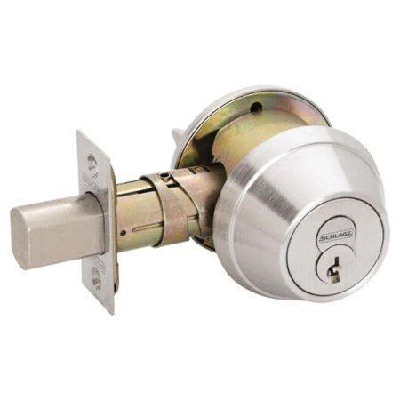 Schlage B562P 619 Grade 2 Double Cylinder Deadbolt, C Keyway, Satin Nickel