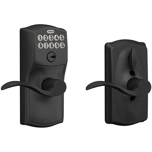 Schlage FE595 CAM 622 ACC - Residential Keypad Entry Flex Lock, Entry, Camelot Trim, Accent Lever, Matte Black