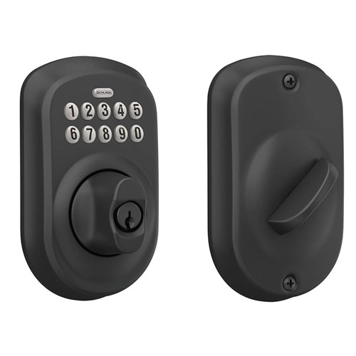 Schlage BE365 PLY 622 Residential Keypad Deadbolt, Plymouth Trim, Matte Black