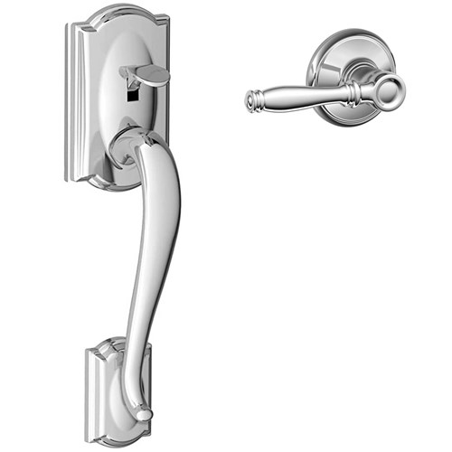 Schlage FE285 CAM x BIR 625 - Front Entry Camelot Handle, Birmingham Lever, Bright Chrome