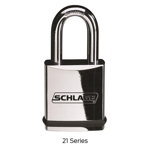 Schlage KS21D 1200 Portable Security Chrome Plated Brass 1-25/32" SFIC Padlock, 5/16" Shackle Diameter, Less Cylinder