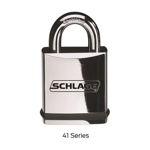 Schlage KS41D 1200 Portable Security Chrome Plated Brass 1-25/32" SFIC Padlock, 3/8" Shackle Diameter, Less Cylinder