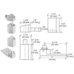 NSP OP-27 3/4" Offset Pivot Set for Flush Doors, Aluminum