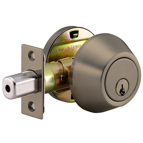 NSP DB3051 US5 KW1 Grade 3 Residential Single Cylinder Tubular Deadbolt, Adjustable Backset, KW1 Keyway, Antique Brass