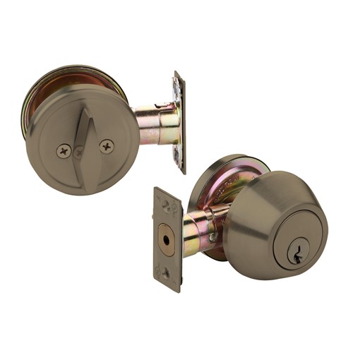 NSP DB160SC US5 KA4 Grade 2 Heavy Duty Single Cylinder Deadbolt, C Kwy, Antique Brass