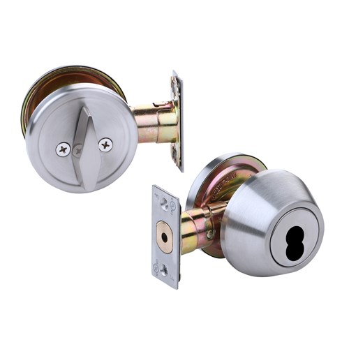 NSP DB160IC 32D Grade 2 Heavy Duty Single Cylinder Deadbolt, SFIC, Satin Stainless Steel