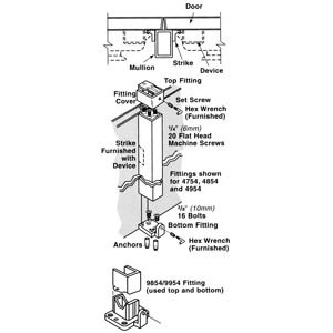 Von Duprin 4954 SP28 Removable Steel Mullion, Aluminum