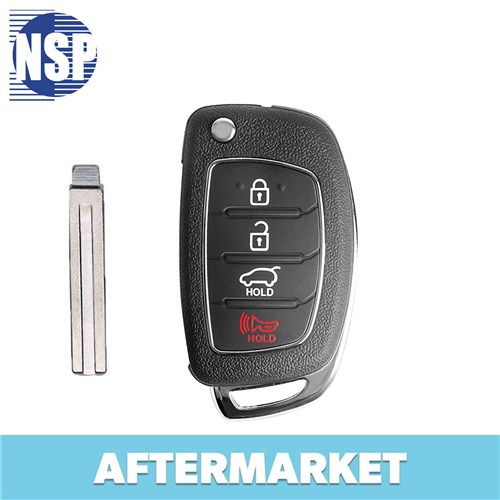 NSP HYUNDAI 4-BTN FLIP KEY - FCC: TQ8-RKE-4F16 - OE: - 433 MHZ