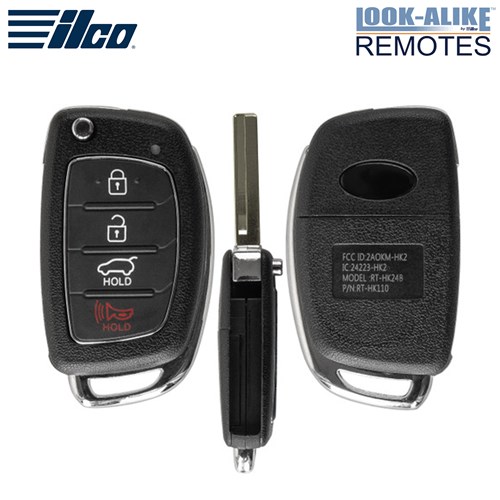 ILCO HYUNDAI 4-BTN L,U,P,H FLIP KEY - FCC: TQ8-RKE-4F31 - OE: 95430-2W110 - 433 MHZ